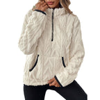 Women's Fluffy Teddy Sweater with Half-Zipper