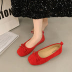 Women's Ballet Flats with Fine Bow Detail in Soft Material