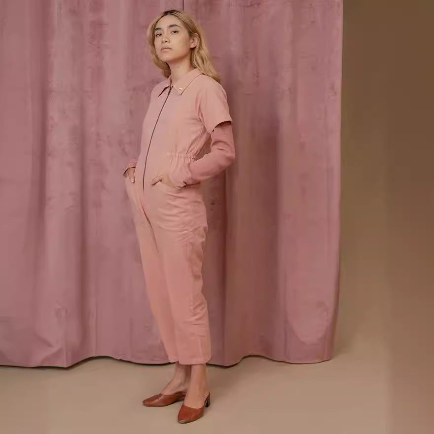 Women's Casual Jumpsuit with Pockets and Zipper