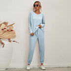 Women's Cozy Lounge Set with Casual Cut and Pockets