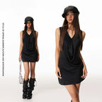 Faux Leather Baker Boy Cap with Quilted Panel