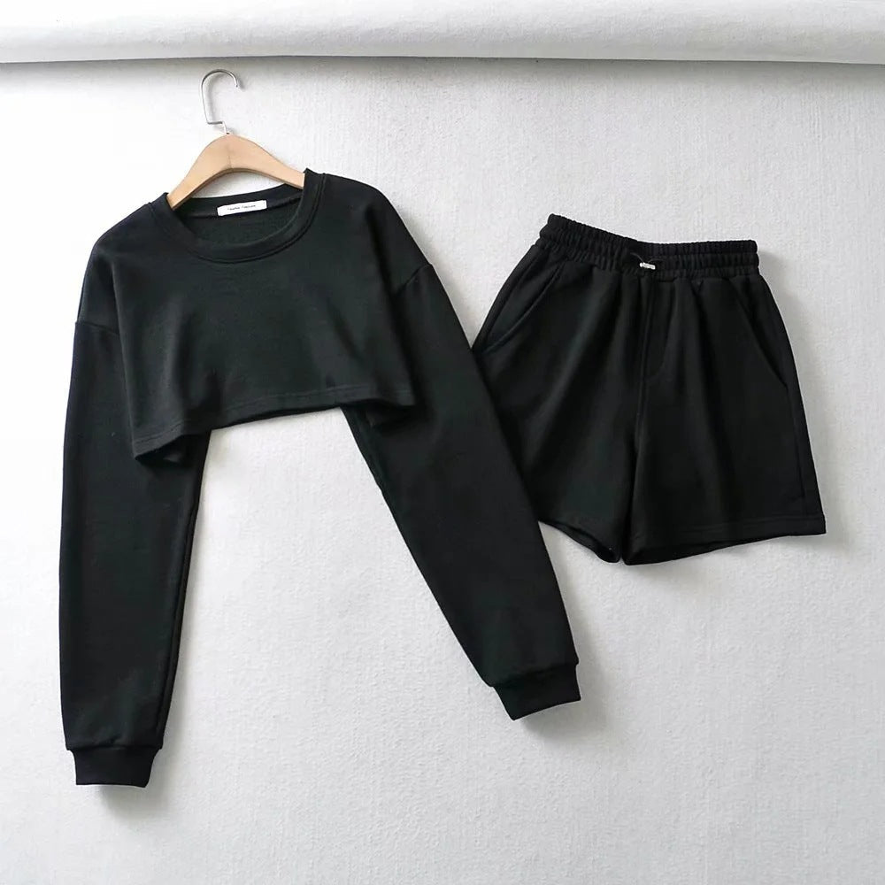 Women's Casual Crop Top and Shorts Set