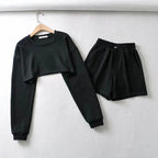 Women's Casual Crop Top and Shorts Set
