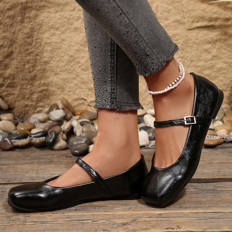 Women's Ballet Flats with Elegant Strap Closure