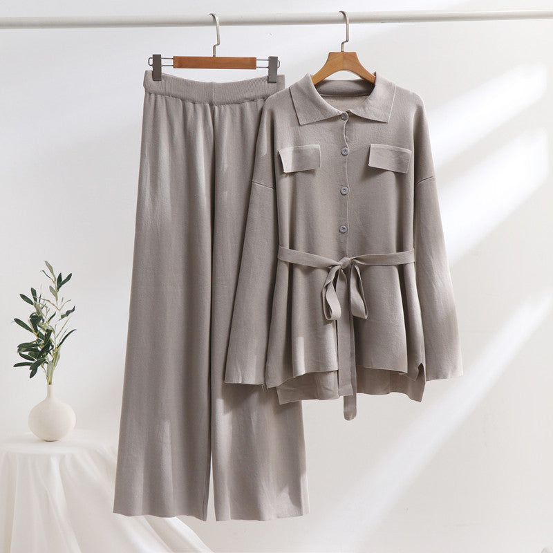 Women's Comfortable Two-Piece Set with Tie Detail and Casual Fit