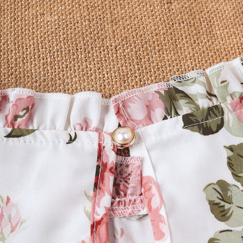 Women's Blouse with Ruffle Details and Floral Pattern