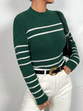 Women's Knit Sweater with Stylish Stripe Pattern