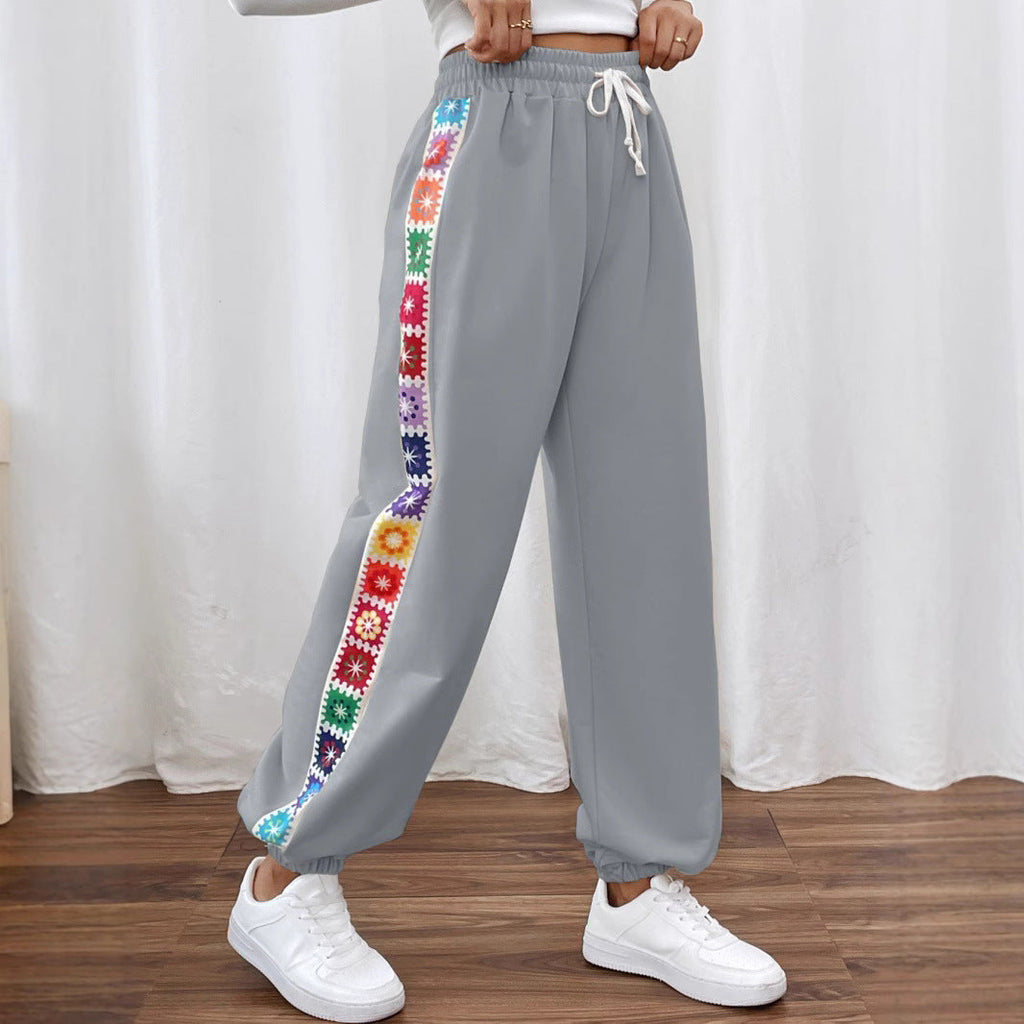 Women's Floral Print Lounge Pants with Elastic Waist