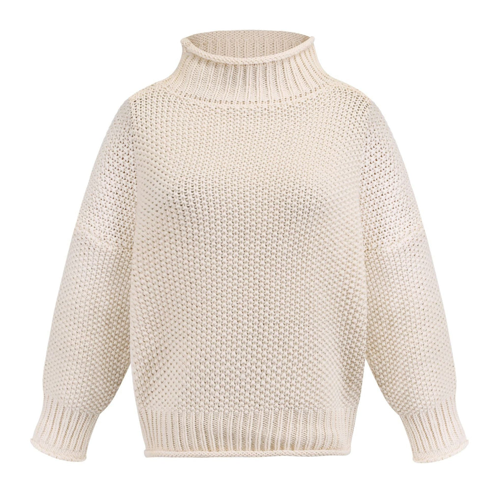 Women's Cozy High-Neck Sweater with Textured Knit