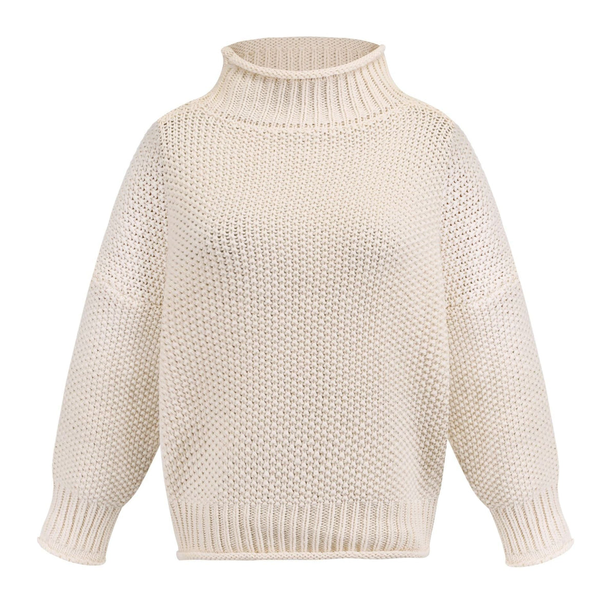 Women's Cozy High-Neck Sweater with Textured Knit