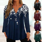 Elegant Women's Floral Blouse with V-Neck
