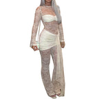 Women's Elegant Long-Sleeve Lace Overall
