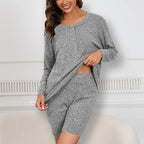 Women's Relaxing Pajama Set with Button Detail