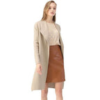 Women's Elegant Knit Coat with Open Collar and Fashionable Cut