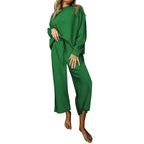 Women's Casual Wide-Cut Sweater Set with Tie Belts