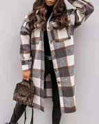 Women's Plaid Oversized Shirt Coat with Pockets