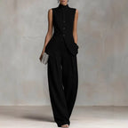 Women's Elegant High-Neck Wide-Leg Jumpsuit