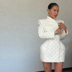Women's Fashionable Blazer Skirt with Floral Design and Tailored Fit