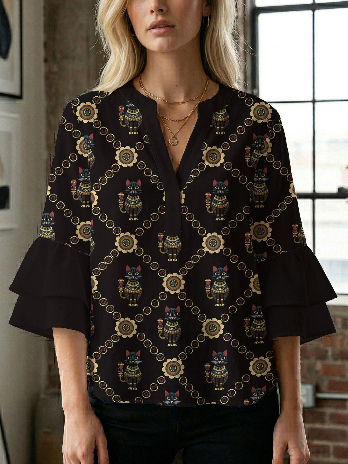 Women's Blouse with Beautiful Floral Design
