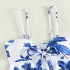 Women's Tankini Set with Floral Design and Adjustable Straps