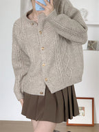 Women's Patterned Cardigan with Gold Buttons and Wide Cut