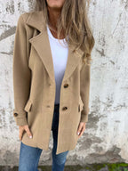 Women's Oversized Coat with Button Details