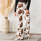 Women's Flared Jeans with Cow Print