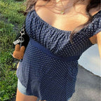 Women's Airy Polka Dot Blouse with Chic Ruffle Collar