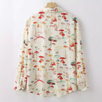 Women's Long-Sleeve Shirt with Mushroom Pattern