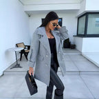 Elegant Oversized Blazer with Double Button Placket and Pockets