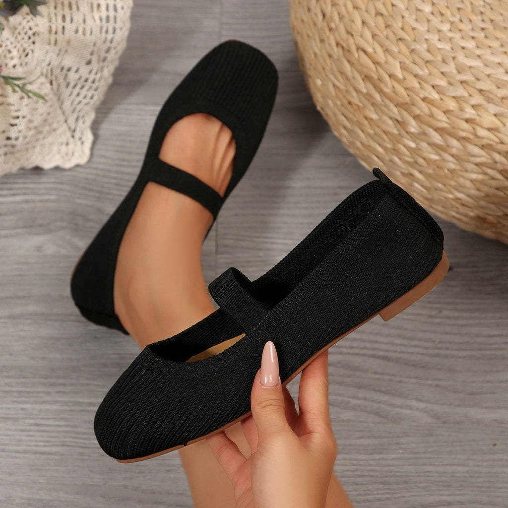 Women's Ballet Flats with Elastic Knit Design