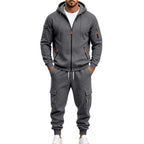 Men's Functional Cargo Sweatset with Hoodie and Multi-Pocket Jogger