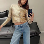 Women's Elegant Cardigan with Glitter and Pockets