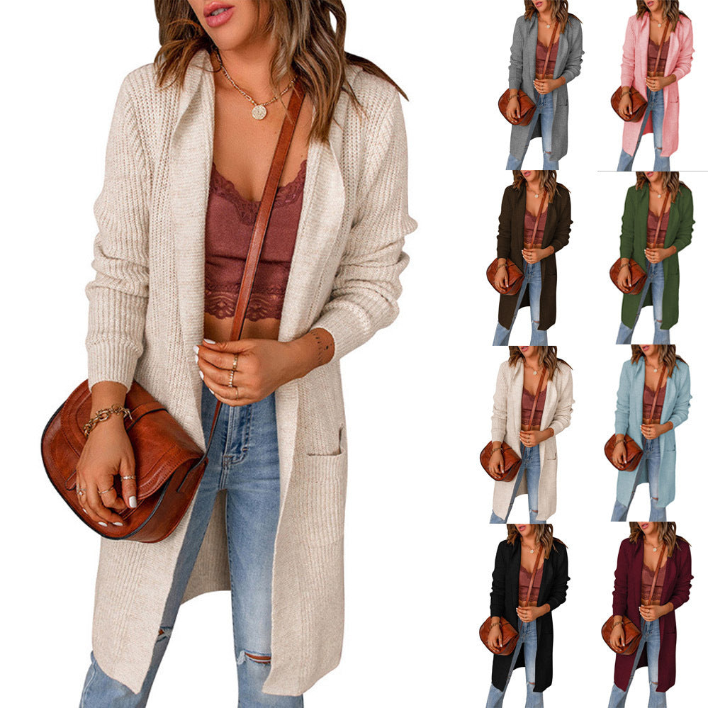 Casual Knit Coat with Open Front and Deep Pockets