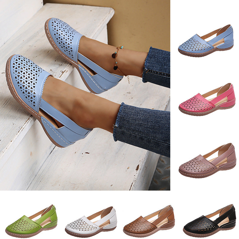 Women's Breathable Ballet Flats with Decorative Perforated Pattern