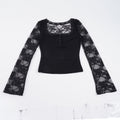 Women's Elegant Long-Sleeve Shirt with Lace and Button Details