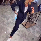 Women's Elegant Pinstripe Blazer and Trouser Set