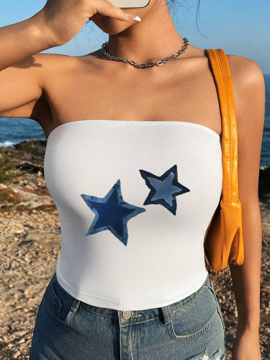 Women's Bandeau Top with Maritime Motif