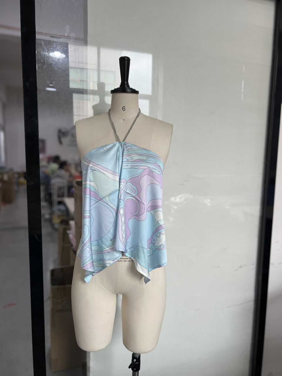 Women's Asymmetrical Chiffon Top with Floral Patterns
