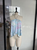 Women's Asymmetrical Chiffon Top with Floral Patterns