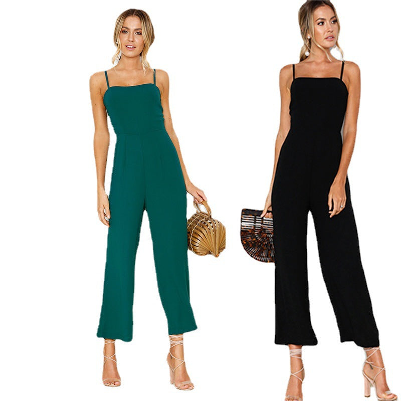 Women's Jumpsuit with Thin Straps and Elegant Wide Leg