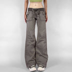 Women's Flared Pants with Waist Belt