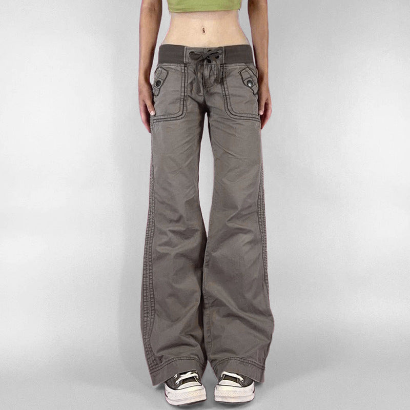 Women's Flared Pants with Waist Belt