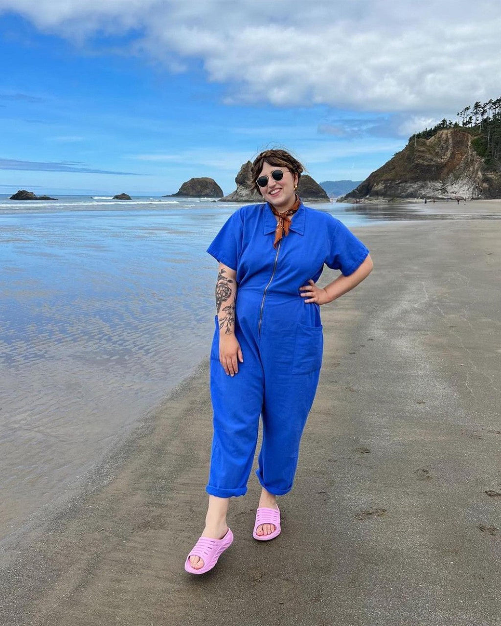 Women's Casual Jumpsuit with Pockets and Zipper
