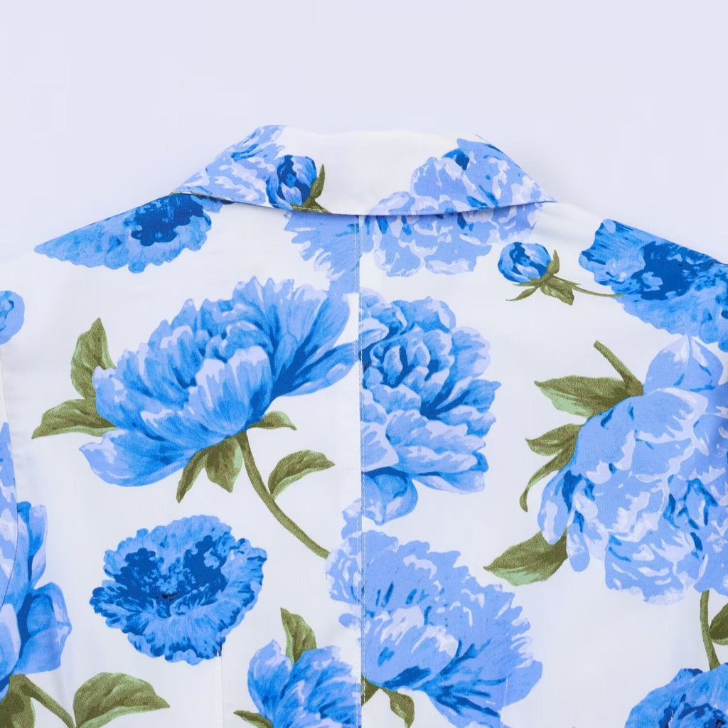 Women's Floral Blouse with Elegant Puff Sleeves