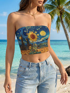 Women's Floral Bird Print Bandeau Top
