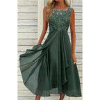 Women's Elegant Cocktail Dress with Lace Accents