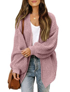 Women's Coarsely Knitted Cardigan with Dropped Shoulders