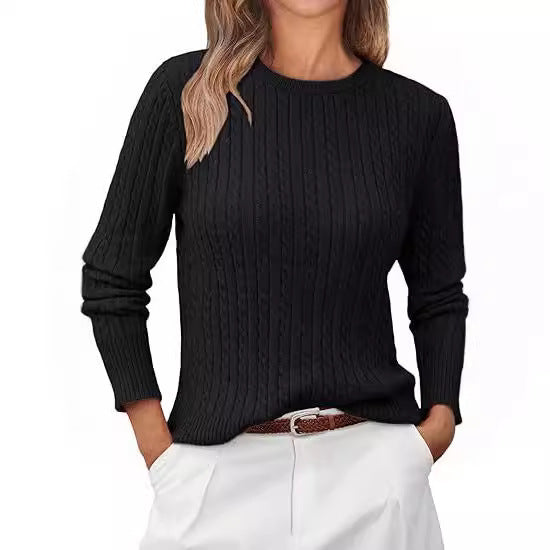 Women's Chunky Knit Sweater with Cable Knit Design and Long Sleeves