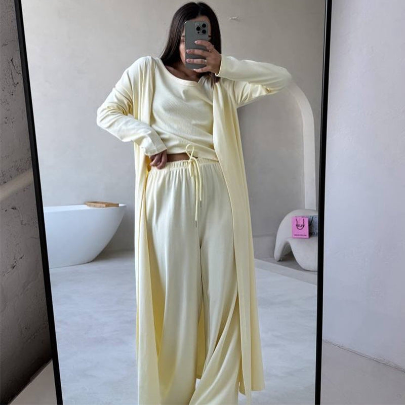 Women's Wide-Cut Loungewear Set with Cropped Top